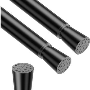 MEXAU 2 Pack Small Spring Tension Curtain Rods 12 to 18 Inch Black Thin Spring Tension Rods Adjustable Expandable Spring Curtain Rods No Drill Short Tension Rod for Closet Slim Window Cupboard Doorway