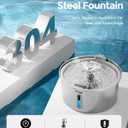 Invengo Cat Water Fountain Stainless Steel 3.2L/108oz, Automatic Pet Fountain for Cats & Dogs, Ultra Quiet <25 dB Pump, LED Water Level Window, Easy to Clean
