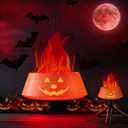 Halloween Decorations Indoor Outdoor, Collasis Halloween Decor Pumpkin Lights Hanging 3D Fake Fire Effect Lamp, Vintage Table Decor Lighting Lanterns Battery Operated Rechargeable for Party Home Yard (1-pack, Orange)
