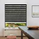 LUCKUP Cordless Zebra Blinds Roller Shades for Window-Dual Layer Sheer Blinds Light Control with Valance Day Night Privacy Light Filtering Fabric, 19" W x 72" H, Black