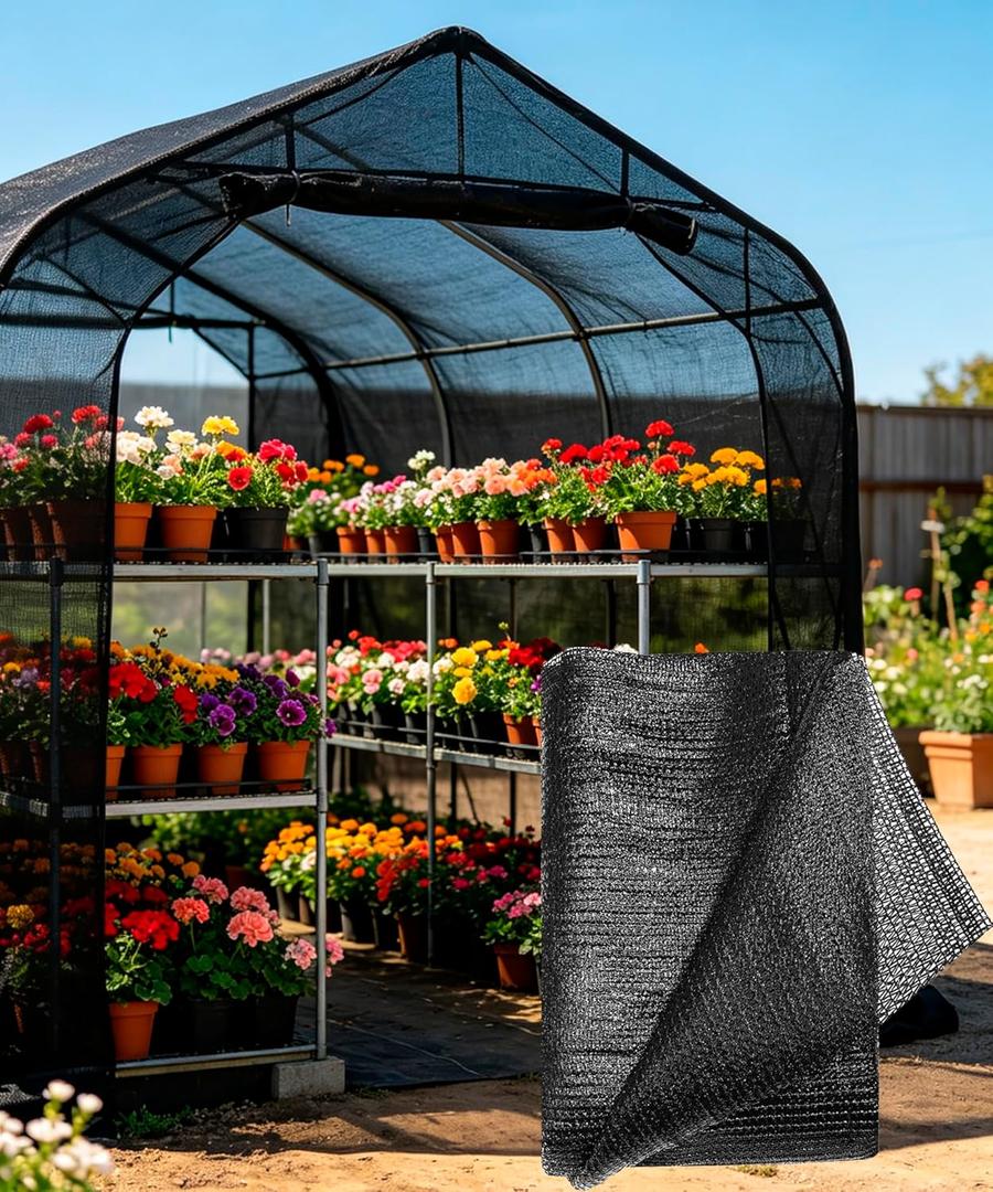 e.share Sun Shade Cloth, 40%-50% Sun Block Mesh Net, 6.5FT x 6FT Breathable Black Screen for Garden Greenhouse Patio Plants Vegetables Flowers
