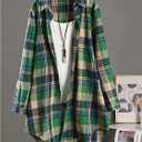 SOLY HUX Women's Long Sleeve Button Down Plaid Shirt (S)