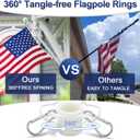 3x5 Flag Pole Kit - 5ft Tangle Free Flag Pole Holder for Outside House,Heavy Duty Flagpole High Wind Resistant,Metal Flagpoles Residential for Outdoor,Porch,Garage -White