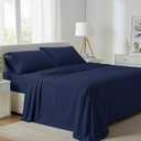 Carressa Linen 100% Egyptian Cotton King Size Sheets Set - 800 Series Tulips Collection Egyptian Cotton Sheets King Size (4 PC, Navy Blue), 16" Deep Pocket Sateen Weave Luxury Bed Sheet