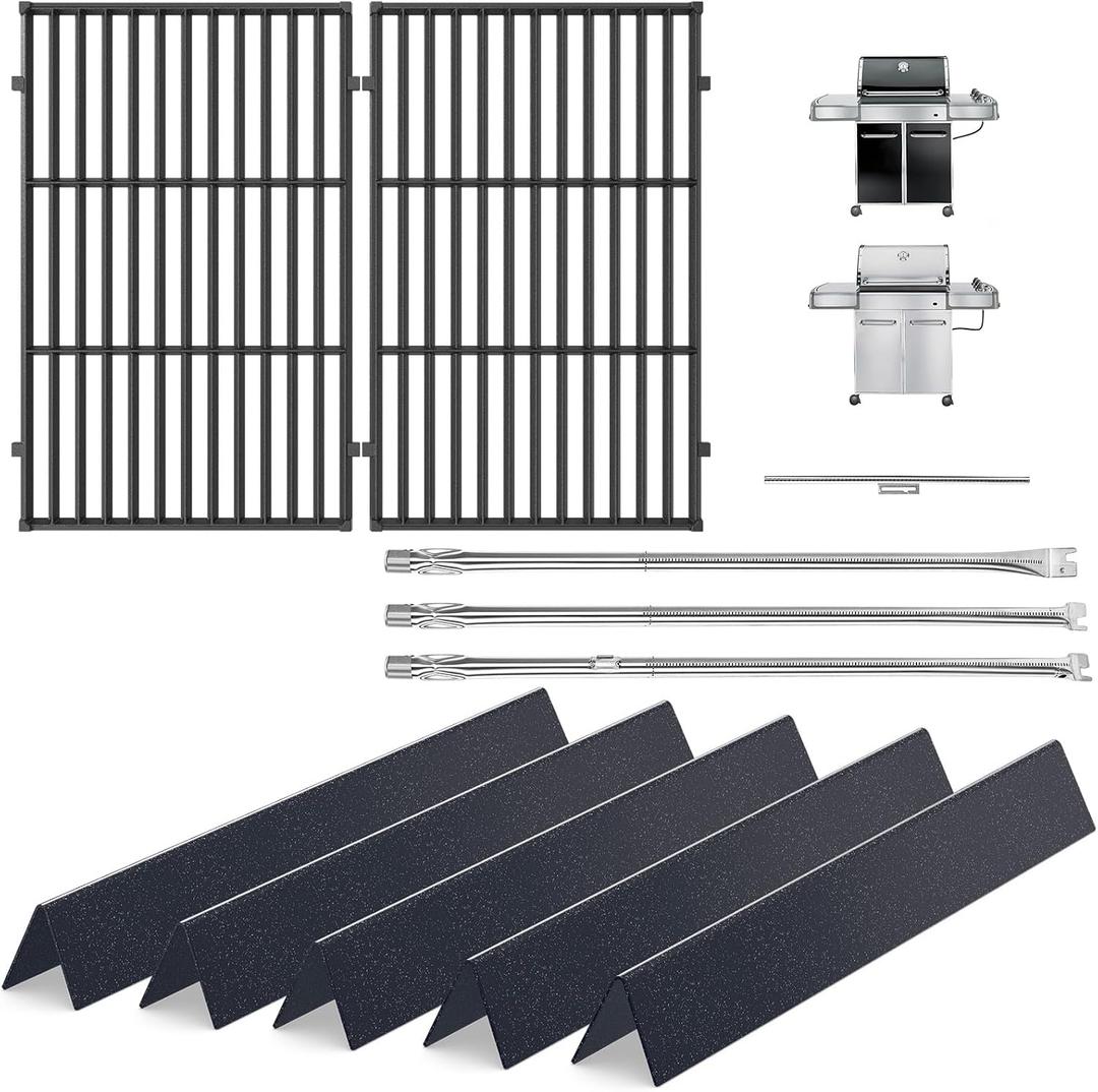 Grill Parts for Weber Genesis 300 with Side Control (2007-2010), Genesis Grill Grates, 24.5" Flavorizer Bars, 304 Burner Tube Replacement, Fits Genesis E310 E320 S310 S320 EP310 EP320, 7524 67722 7640