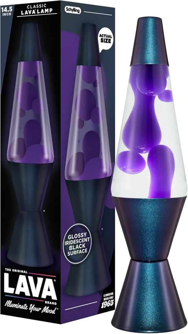Lava The Original Lamp - 14.5" Black Iris Classic Liquid Motion Lamp - Purple Wax and Clear Liquid - Item #2425 