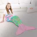 WERNNSAI Mermaid Tail Blanket - Glow in The Dark Mermaid Wearable Blanket, Kid（55"x24") (M)
