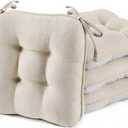 BETU Chair Cushions for Dining Chairs Set of 4,3.5" Thick Kitchen Table Chair Pads with Ties,Non Slip Backing and Covers, Seat Cushion for Dining Room,Bar,Patio Chairs,16"X16"X3.5",Beige