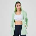 Commollis Sun Protection Clothing Women - Long Sleeve Zip Up Hoodie Women for Running, Athletic Hiking Jacket Sun Shirt (Green, L)