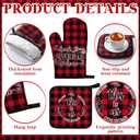 Fourluoo 10 Pcs Kitchen Set Kitchen Towels and Rugs Oven Mitts and Pot Holders Farmhouse Decor for Women Mom Gift Cooking Baking Grilling(Red Black)