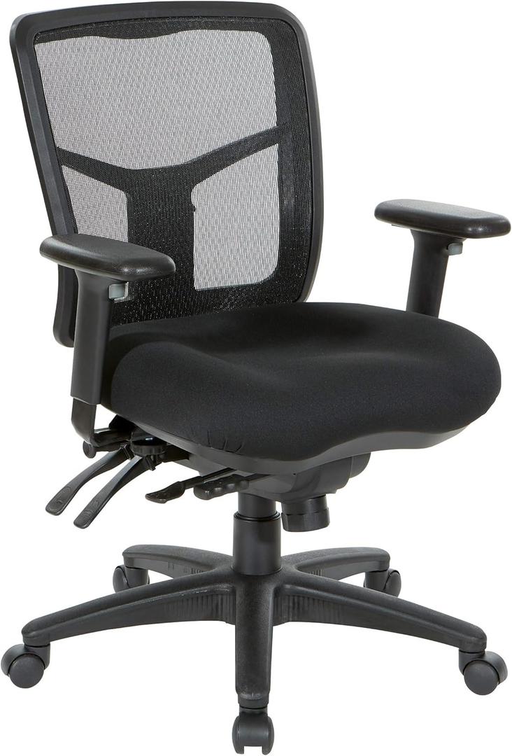 Office Star ProGrid Breathable Mesh Manager's Office Chair with Adjustable Seat Height, Multi-Function Tilt Control and Seat Slider, Mid Back, Coal FreeFlex Fabric