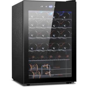Cooler Refrigerator 4.4Cu.ft, 37 Bottle Freestanding Cabinet Cellars, Fridge with Glass Door for Home Use, Protecting Your Reds and Whites (Black)