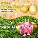 36 Pcs Golden Easter Eggs Plastic, 2.3" Fillable Shiny Gold Metallic Plastic Easter Eggs Empty for Easter Hunt,Party Favor,Basket Stuffers Fillers,Classroom Prize