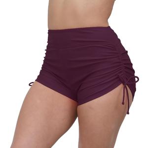 Halcurt Women's High Waisted Swim Board Shorts Tummy Control Side Tie Adjustable Tankini Swimsuit Bottoms (X-Large, Dark Burgundy)