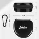 2 x Mouth Guard Case with Zipper, Portable Carrying Retainer Mouthguard Case for Youth Football, Breathable Mouth Guard Boxing with Climbing Clip, Travel Storage Adult & Youth Sizes Black