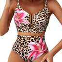 Herseas Womens 2 Piece High Waisted U Wire Bikini Set Floral Print Swimsuit Crisscross Back Bathing Suit Beach Swimwear 2XL