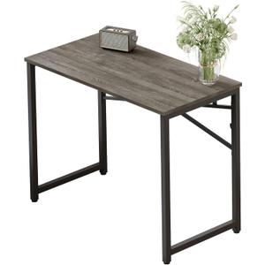 EMODA 40 inch Folding Desk No Assembly Required Home Office Desk Study Writing Gaming Computer Table, Black Oak