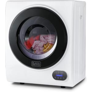 BLACK+DECKER 1.5 Cu. Ft. Compact Dryer, 5.5 lb. Capacity, 850W 120V Vented Electric Drying Machine with Stainless Steel Drum, Portable Dryer for Laundry for Standard Wall Outlet, BCED15, White