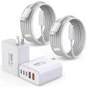 iPhone 17/16 Fast Charger Block,2 Pack 60W USB Charging Block 5-Port Charge Adapter for Apple iPhone Charger with 6FT USB C Woven Fast Charging Cable for iPhone17/16e/16Pro/15ProMax, iPad Pro/Air/Mini