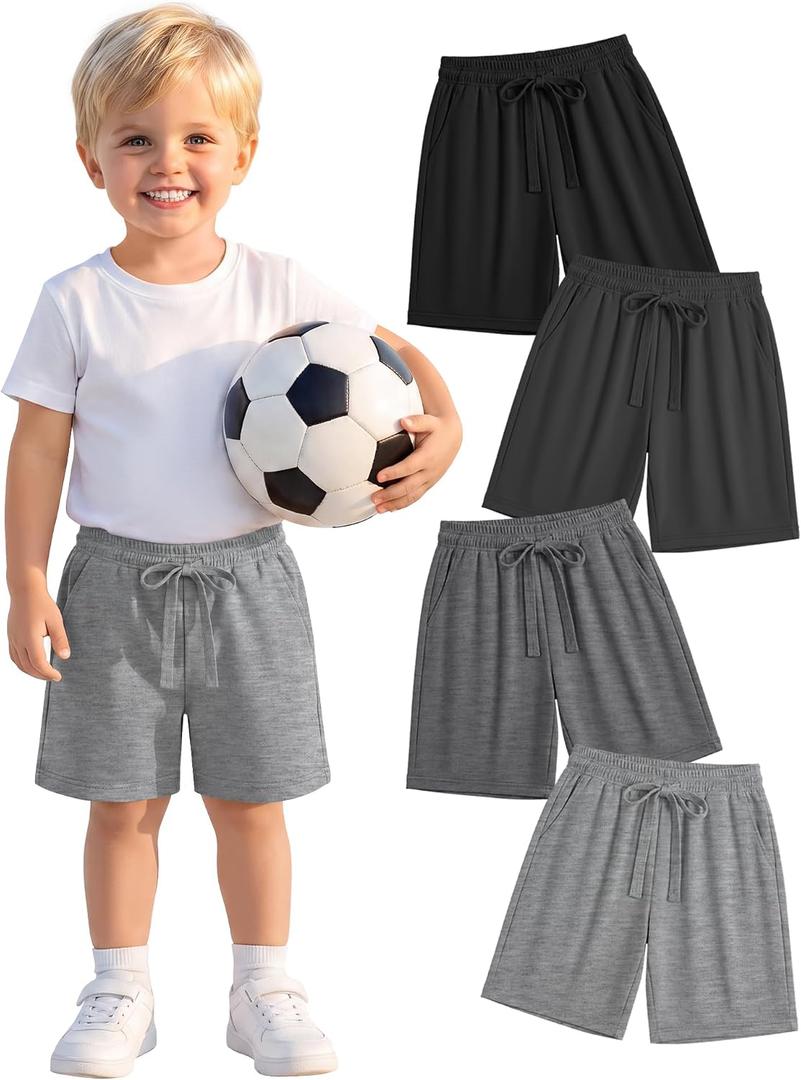 Toddler Boys' School Soccer Shorts | Athletic, Baggy, Summer, Casual, Sweatshorts, Wide Leg, Knee Length, Beach, Short Pants, with Pockets, for Kids 18M-5T