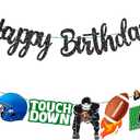 Football Birthday Party Banner Black Football Birthday Party Decorations Rugby Theme Party Cutout Banners Rugby Player Hanging Decorations for Rugby Player Baby Shower Supplies