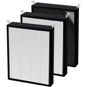 3 Pack True HEPA/Carbon Filters Replacement Compatible with NUWAVE OxyPure Large Area Smart Air Cleaner Purifier Models 47001, 47002, 47003, 47004, 47005, and 47006., Activated Carbon + HEPA Combo