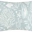 Greenland Home Coastal Paradise Woven Jacquard Matelasse Pillow Sham, King, Marina Seafoam