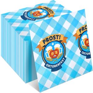 200 Pcs Napkins Oktoberfest Party Decoration 13 x 13 Inches Decorative Oktoberfest Blue and White Bavarian Napkins Disposable Paper Napkin for German Dinner Beer Party Supply (Check)