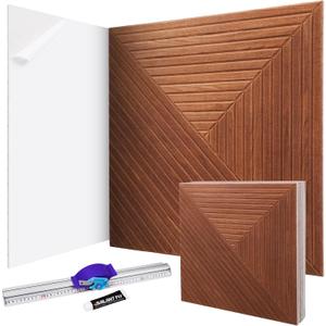 Acoustic Wall Panels 6 Pack,23.62*23.62 Inch Sound Absorbing Panels with Adhesive Glue & Cutting Knife,High Density Noise Reduction Panels,Peel and Stick Wood Accent Wall Panels for Home Office Studio