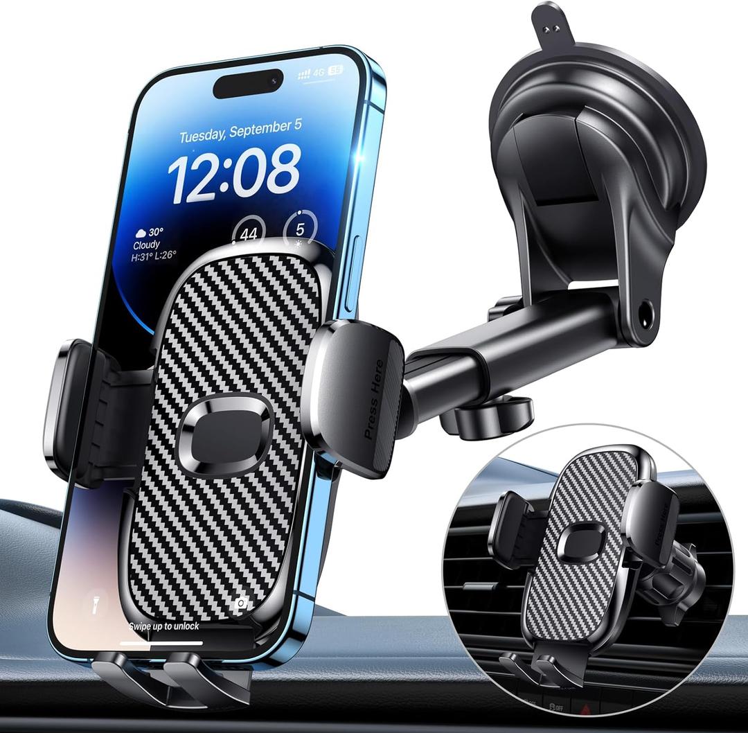 Car Phone Holder[Military-Grade 360Suction Cup]Phone Holders for Your Car Universal Accessories Air Vent Dashboard Windshield Phone Mount Automotive Cradles Fit for iPhone Android Smartphone