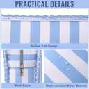 Stripe Ruffle Makeup Bag,Large Travel Cute Cosmetic Bag for Women Girls,Toiletry Bag Make up Organizer 10.8 x 4.5 x 8 inch (Blue Stripe)