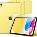 Mastten for iPad (A16) 11th Generation Case 11 Inch 2025 with Screen Protector, iPad 10th Generation Case 10.9 Inch 2022 Cute Slim Hard Translucent Back Full Protective Trifold Stand Cover, Yellow