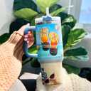 Coffee Yellow Blue Women Tumblers Quartz Light Simple Steel Hot Navy Myrtle Royal, Beach Gifts, Tumbler 40 Oz With Handle Lid And Straw, Kinda Girl Beach Sunshine