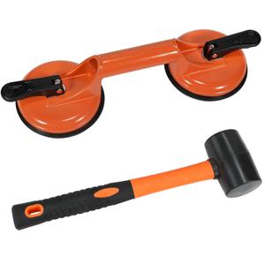 Floor Gap Fixer Tool for Laminate Floor Gap Repair Plank Grabber Includes Heavy Duty Aluminum Suction Cup and Fiberglass Handle Rubber Mallet (Can't Use on Scraped Surface Floor)