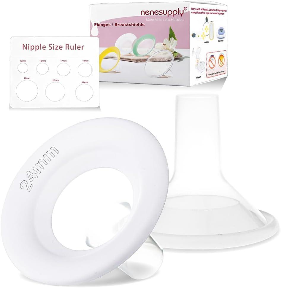 Nenesupply 24mm Soft Flange Compatible with Medela Breast Pump Parts Replace 24mm Flange for Medela Accessories Compatible with Pump in Style Parts Symphony Swing Harmony Pump and Personalfit Flex