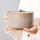 Ceramic Canister,16.9 Oz /500ml Food Storage Jar for Tea,Coffee Beans,Herb,Candy,Spices,Nuts (Stone White)