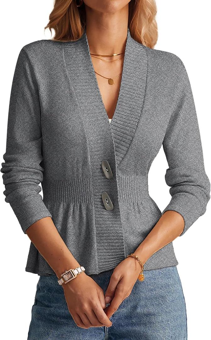 GRACE KARIN Women 2025 Button Down Lightweight Cardigan Casual Open Front Sweater Crochet Tops Knitted Coat, M