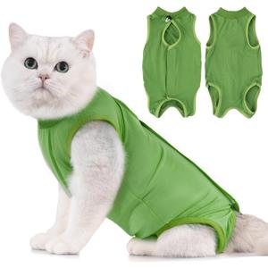 Avont Cat Recovery Suit - Kitten Onesie for Cats After Surgery, Cone of Shame Alternative Surgical Spay Suit for Female Cat, Post-Surgery or Skin Diseases Protection -Green (M)