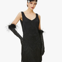 BABEYOND 1920s Flapper Dress Roaring 20s Great Gatsby Costume Dress Fringed Embellished Dress M