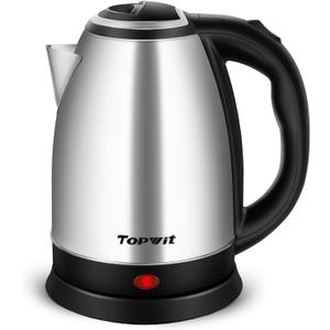 TOPWIT Electric Kettle, 2.0L Hot Water Kettle Electric, BPA-Free Stainless Steel Tea Kettle, Electric Kettles for Boiling Water with Fast Boil, Auto Shut-Off & Boil Dry Protection, Silver (2.1 Quarts)