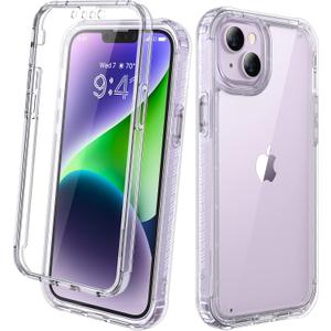 Diaclara Designed for iPhone 14 Case, Full Body Rugged Case with Built-in Touch Sensitive Anti-Scratch Screen Protector, with Camera Lens Protector for iPhone 14 6.1" (Clear)
