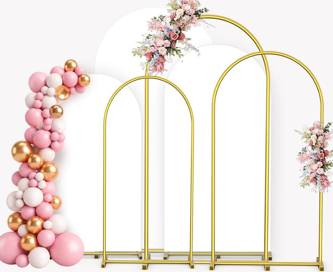 Metal Arch Backdrop Stand and Cover Set of 3(7.2FT,6.6FT,6FT)
