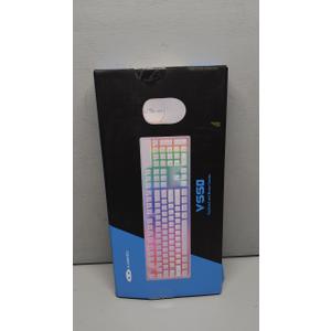 MageGee V550 Wireless Gaming Keyboard and Mouse, 2.4G Full-Sized RGB LED Computer Keyboards with Transparent Shell, Rechargeable Quiet Cordless Mouse & Keyboard Combo for Laptop/PC (Blue & White)