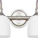 2-Light Bathroom Vanity Light Fixtures Over Mirror, Vintage Vanity Lights for Living Room, Milk White Glass Shades, Standard E26 Base, Brushed Nickel