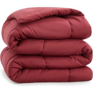 Palatial King 120x98 Comforter Quilted Bedding Burgundy Comforter for Bed All Season Down Alternative Comforter with Corner Tabs
