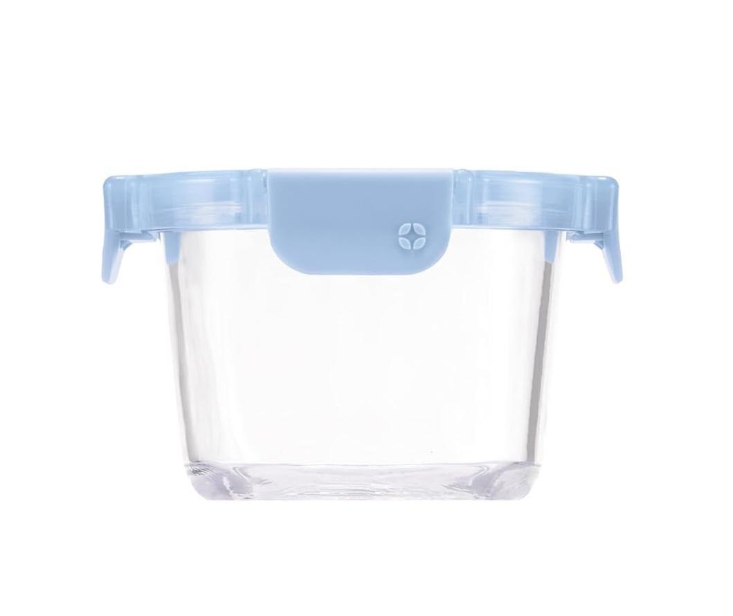 Ello Color Lock, 1 Pack Glass Meal Prep Leak-Proof Glass Food Storage Container with Airtight BPA-Free Plastic Lid, Dishwasher, Microwave, and Freezer Safe, Blue