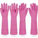 Mamison 2 Pairs Reusable Waterproof Household Dishwashing Cleaning Rubber Gloves, Non-Slip Kitchen Glove (Pink, Large (Pack of 2))
