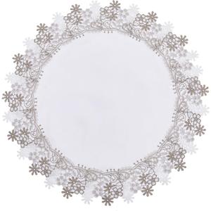 Natural Neutral Earth Tones Floral Lace White 23” Round placemats Doily Table Topper Dresser Scarf Place Mats (Set of 1, 23” Round)