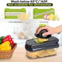 Vegetable Chopper,12-in-1 Multifunctional Food Chopper,Professional Onion Chopper with 7 Blades,Vegetable Cutter with Container for Salad,Potato,Carrot,and Garlic; Essential Kitchen Tool(Grey) (Gray)