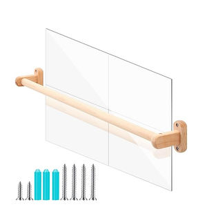 Juexica Montessori Mirror with Bar, Wooden Baby Pull up Bar Safety Mirror Set Infant Coordination Baby Standing Early Learning to Walk Mirror Wall Mounted Climbing Toy for Daycare(15.75 x 19.69 Inch)